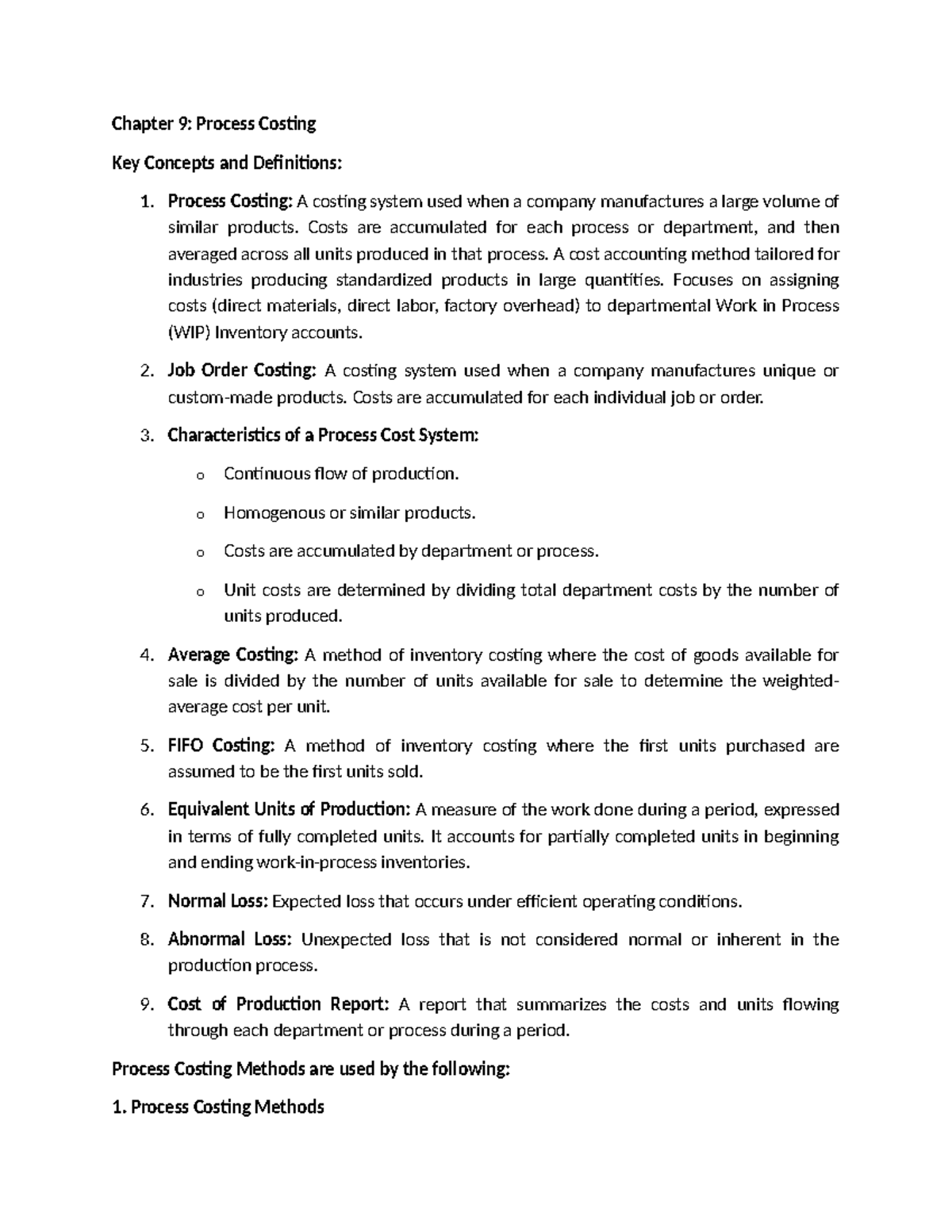 CAC 302: Chapter 9 - Comprehensive Overview of Process Costing - Studocu