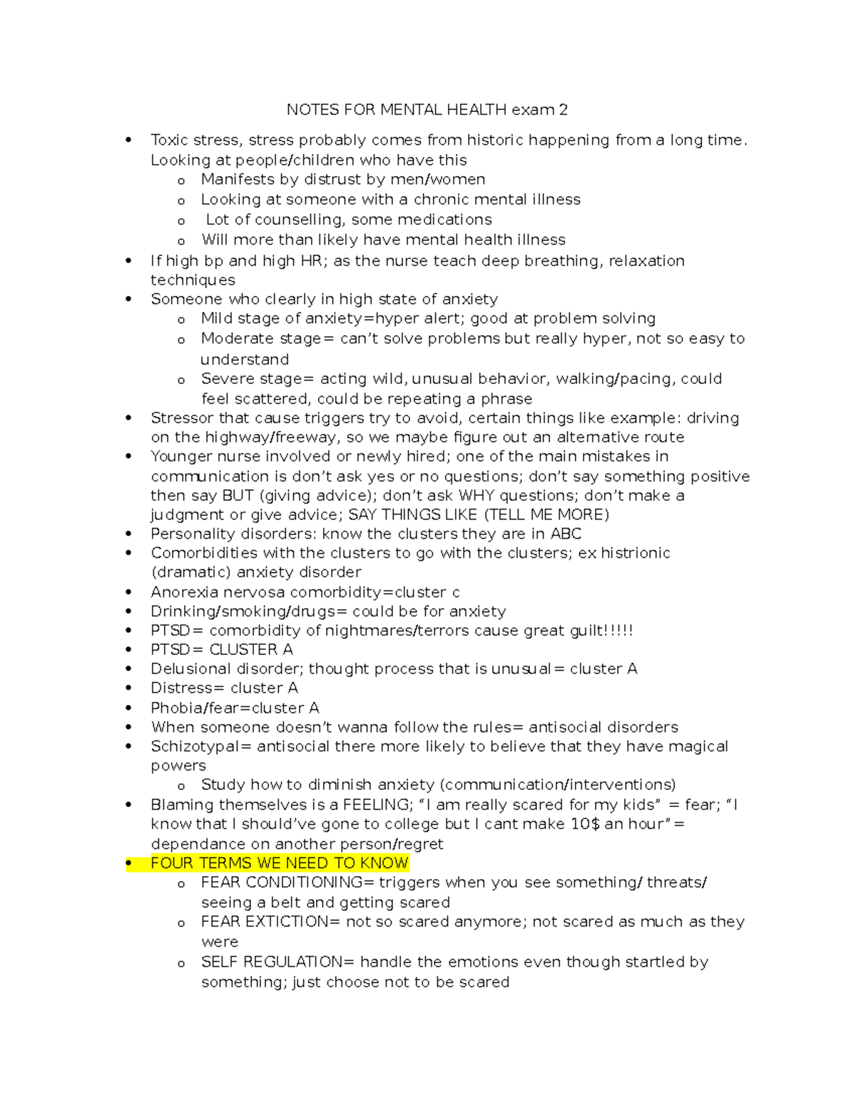 Mental Health Exam 2 Study Guide: Key Concepts and Disorders - Studocu