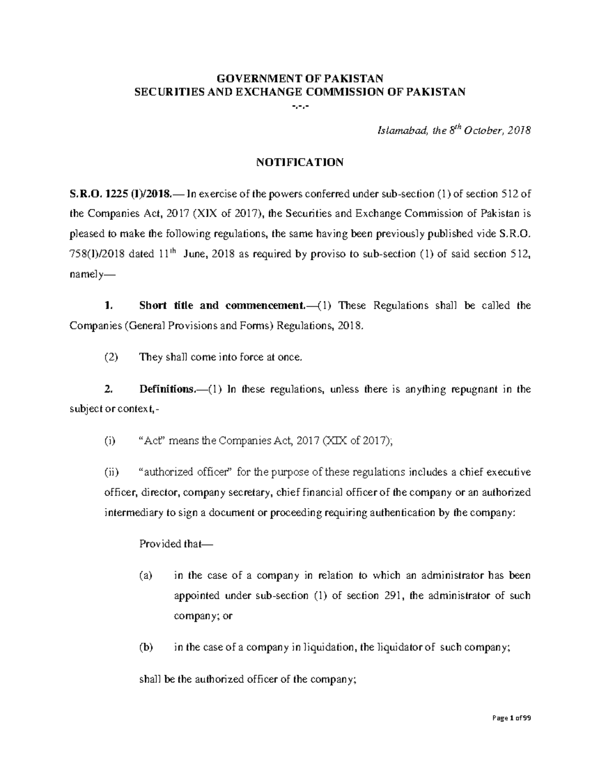 Companies (General Provisions & Forms) Regulations 2018 Overview - Studocu