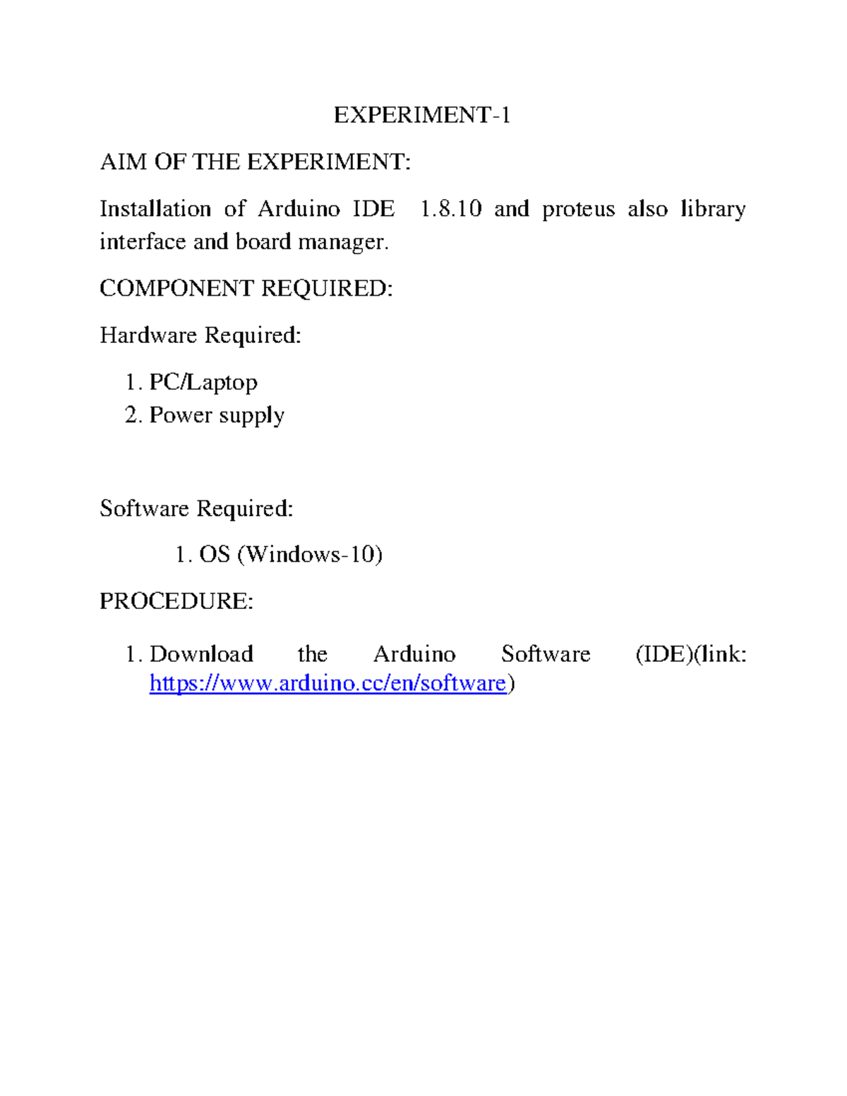 Robotic lab manual - Good - EXPERIMENT- AIM OF THE EXPERIMENT ...