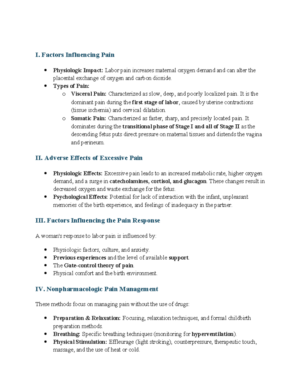 Pain Management - NUR 101 Exam 2 Review Notes - Studocu