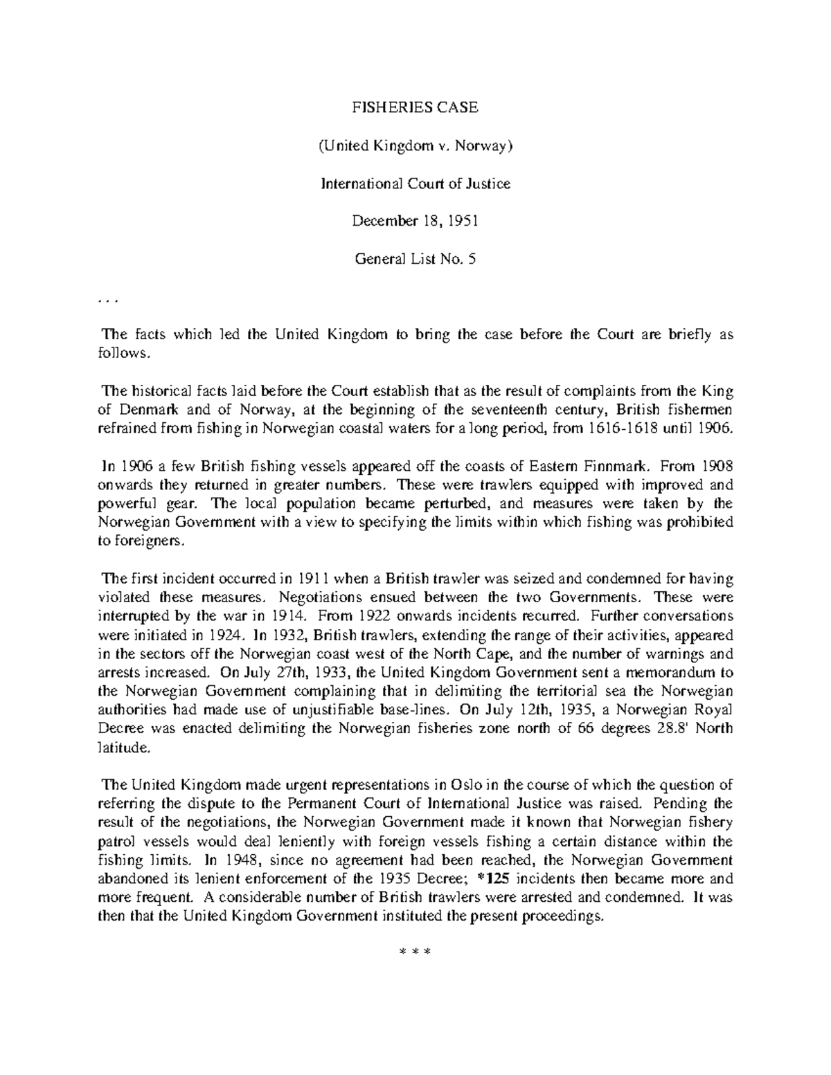 Fisheries Case UK v - lecture notes for real prop - FISHERIES CASE ...
