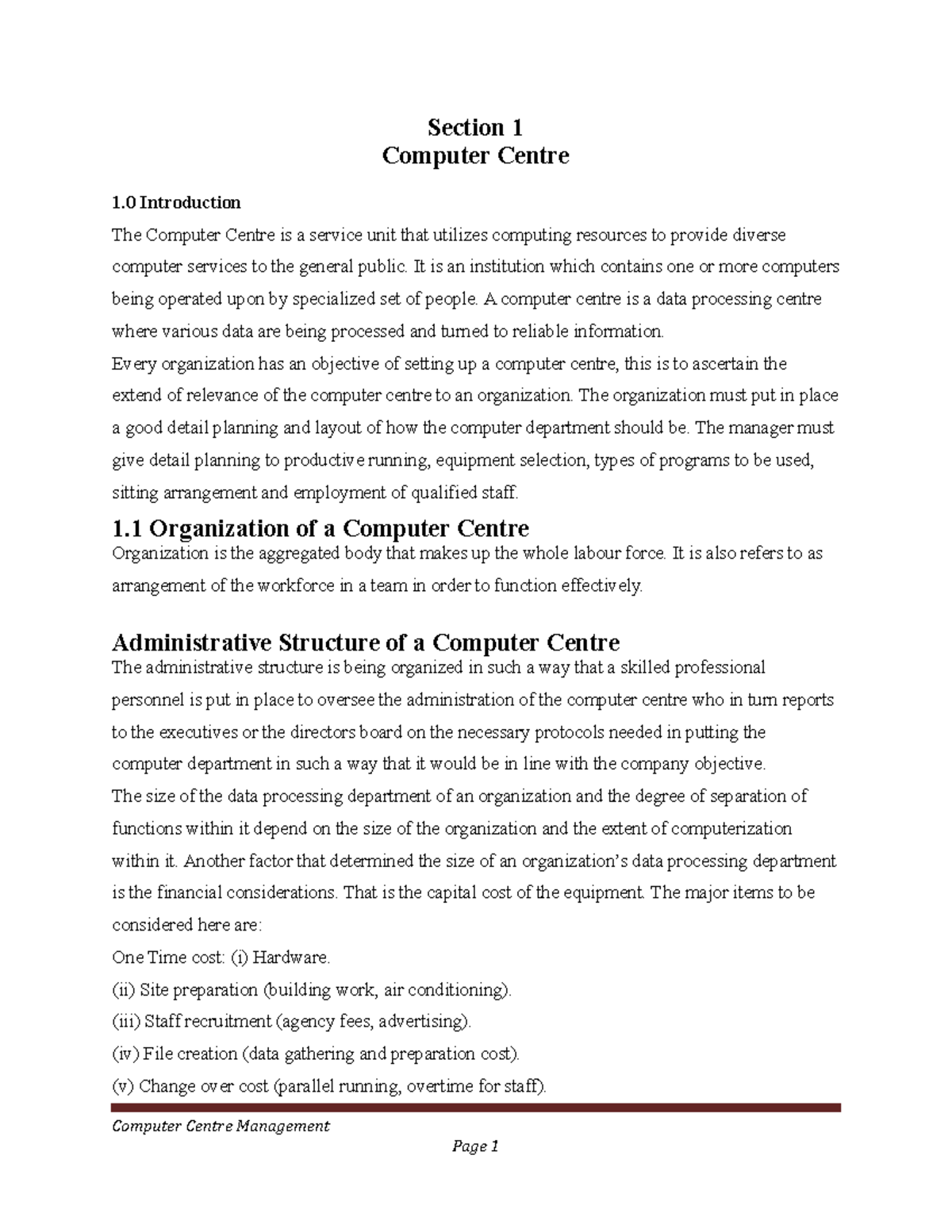 CSC 402 Computer Centre Management Notes - Studocu