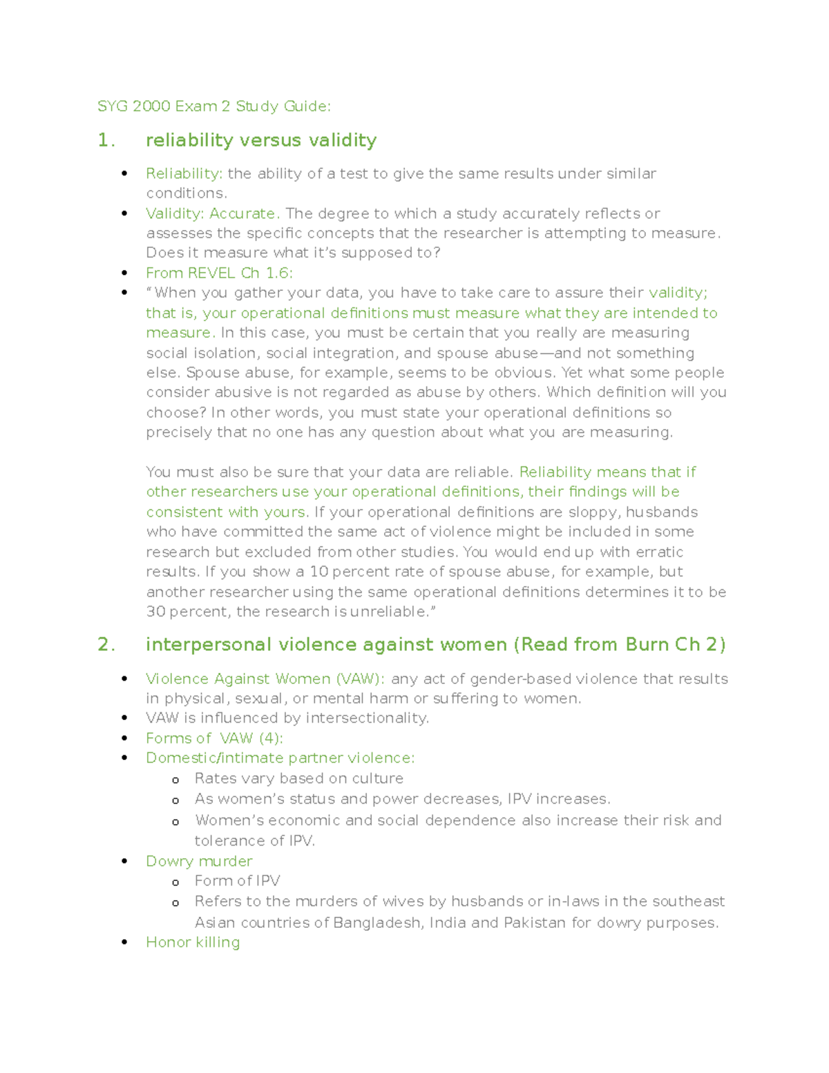 SYG 2000 Final Exam Study Guide: Key Concepts for Exam 2 - Studocu