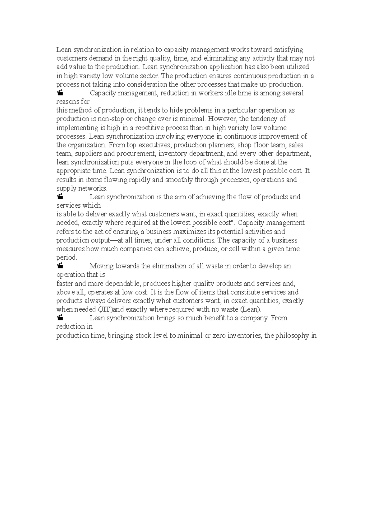 Lean Synchronization and Capacity Management Insights for Efficiency ...