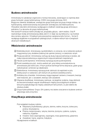Aminokwasy Białka Cukry Sprawdzian Nowa Era Liceum www.studocu.com