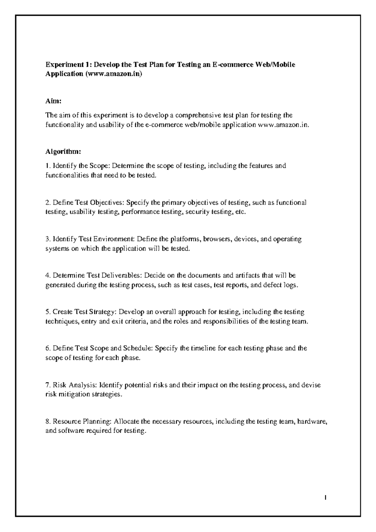 STA 301 - Practical Test Plan Development for E-commerce App - Studocu