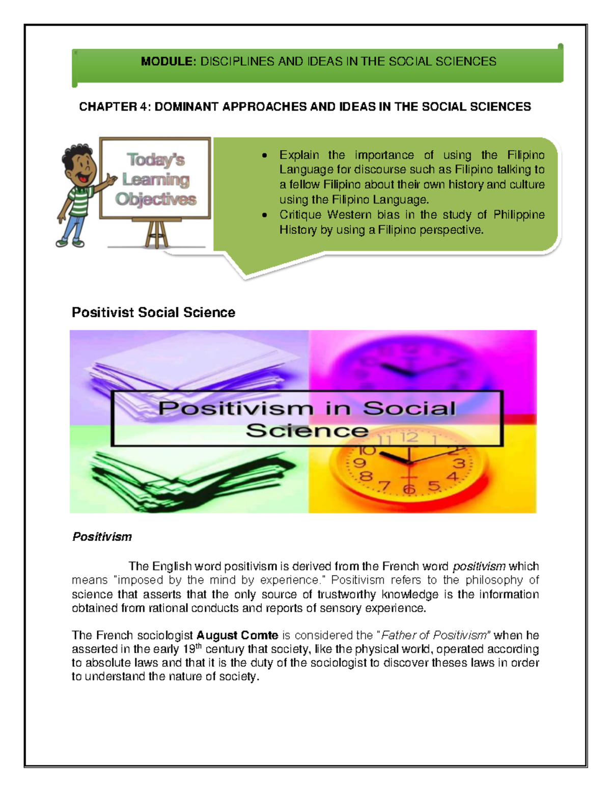 MODULE: DISCIPLINES AND IDEAS IN THE SOCIAL SCIENCES CHAPTER 4 ...