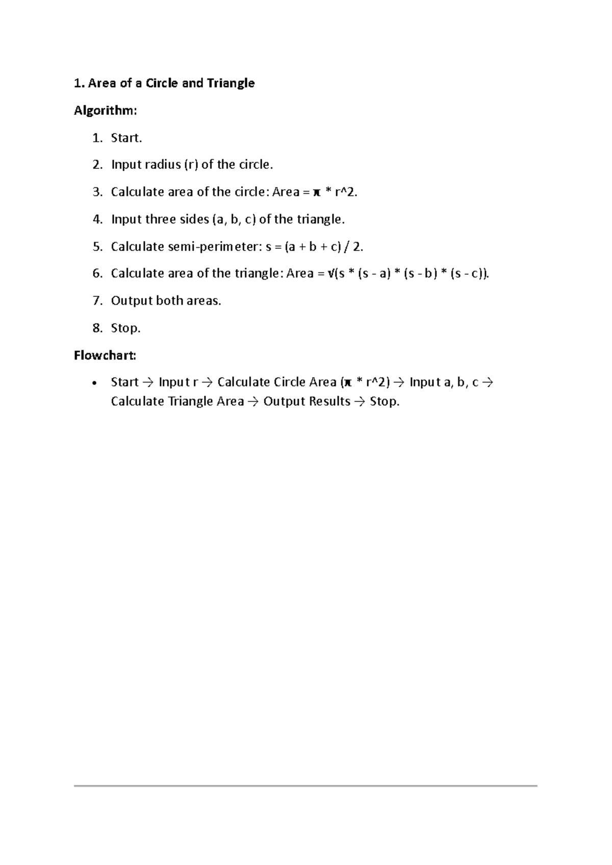 Algorithm Flowchart for Basic Programming Concepts (CS101) - Studocu