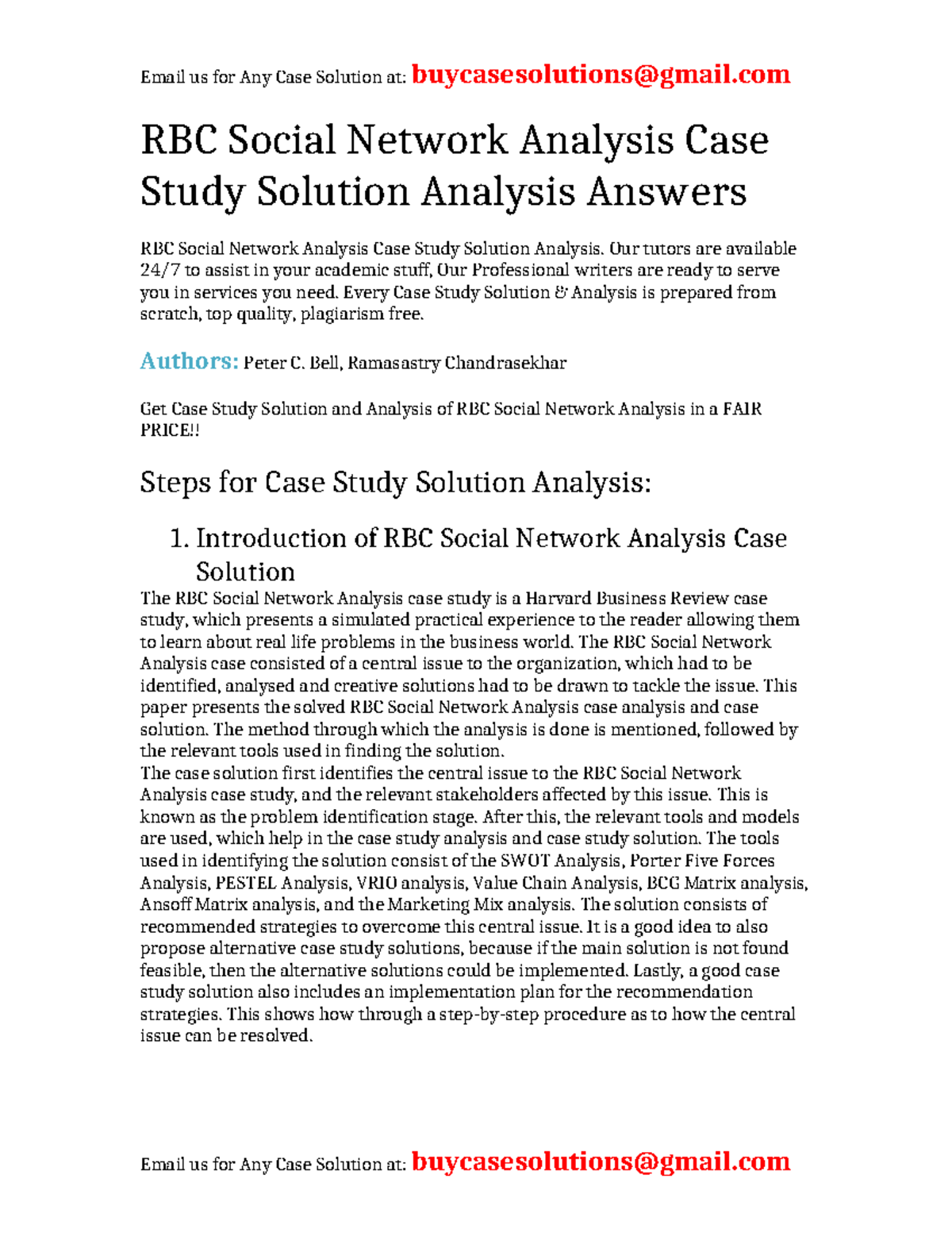 Case Study Solution: RBC Social Network Analysis Overview - Studocu
