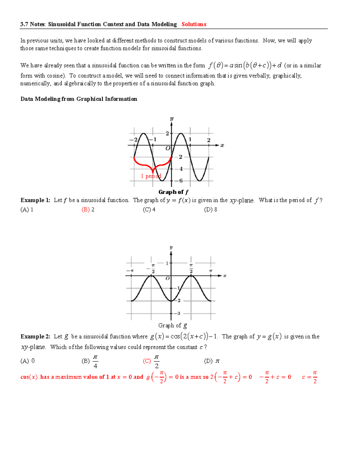 3.7 Sinusoidal Functions: Context & Data Modeling Solutions - Studocu