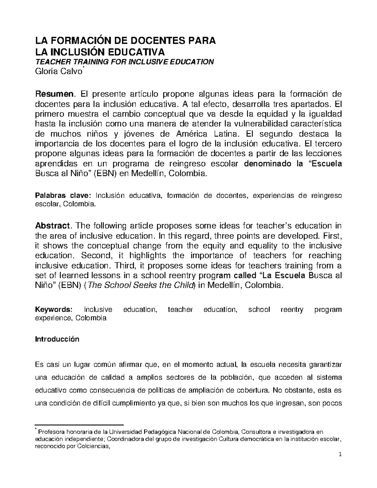 LA FORMACIÓN DE DOCENTES PARA LA INCLUSIÓN EDUCATIVA: IDEAS Y ...