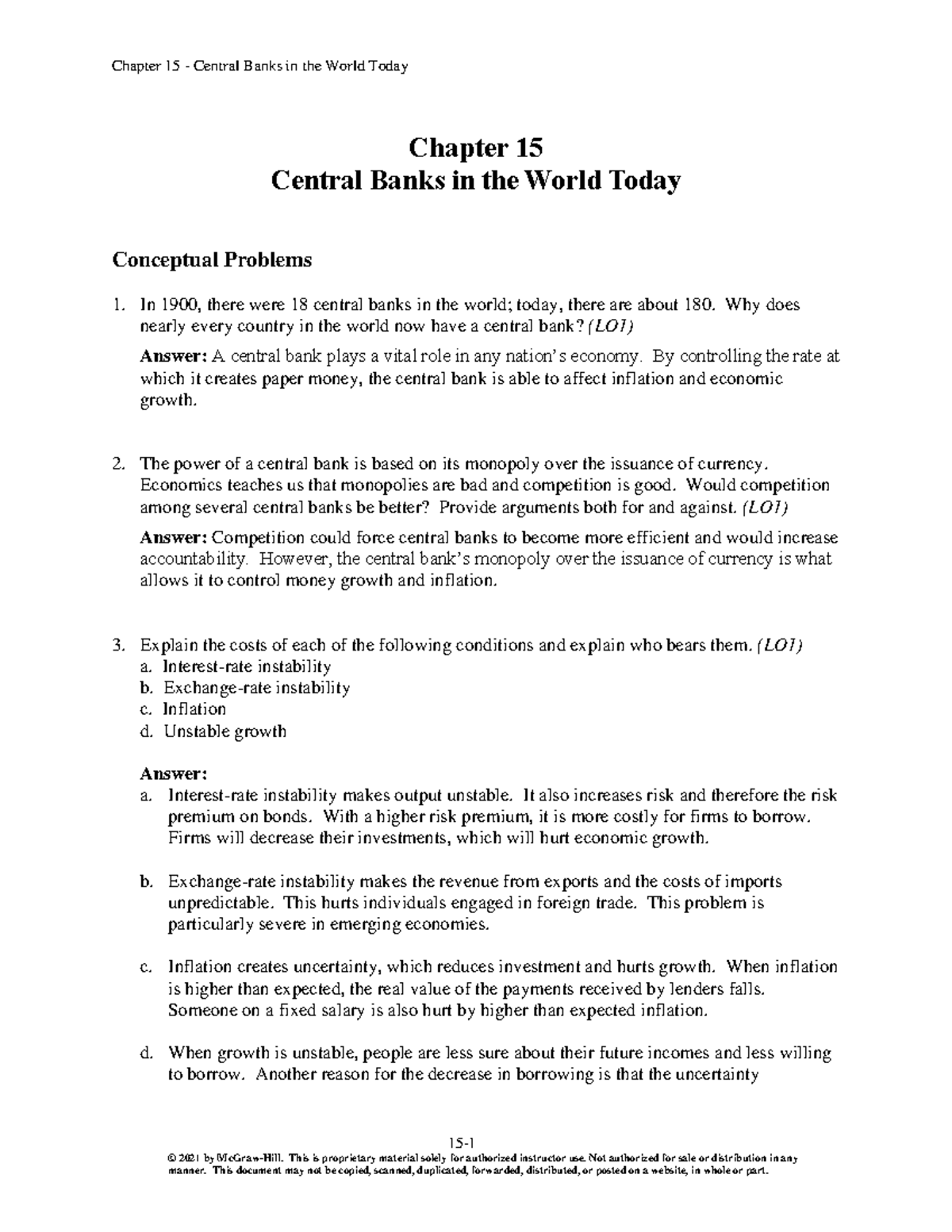 Chapter 15 - Central Banks in the World Today: Key Concepts and Issues ...