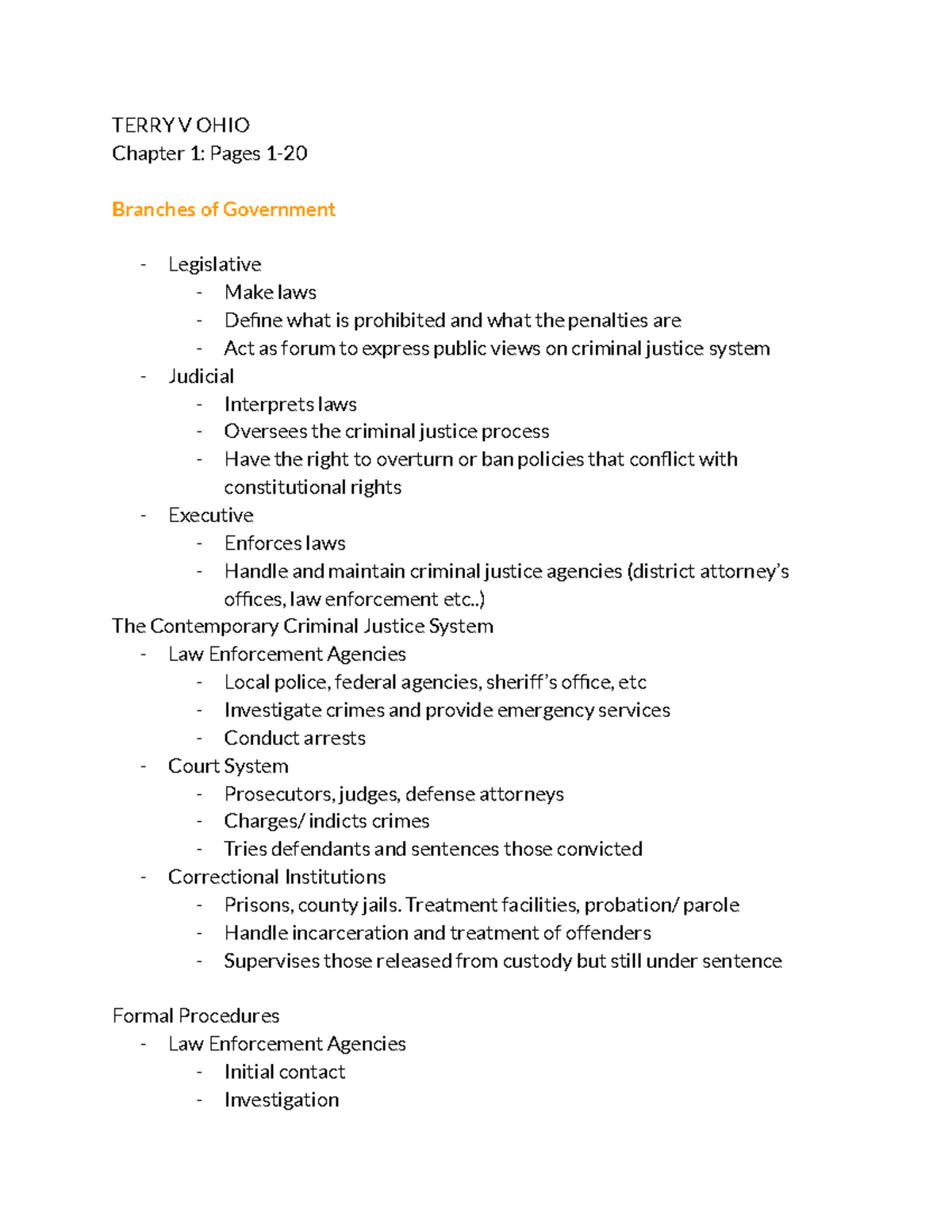 Criminal Justice (CJ 101) Midterm Study Notes: Key Concepts & Cases ...