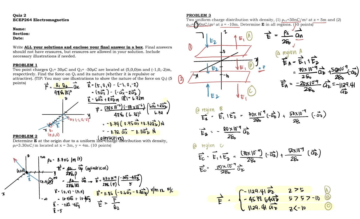 Quiz 3 Solutions - ECEP 264 Electromagnetics - Studocu