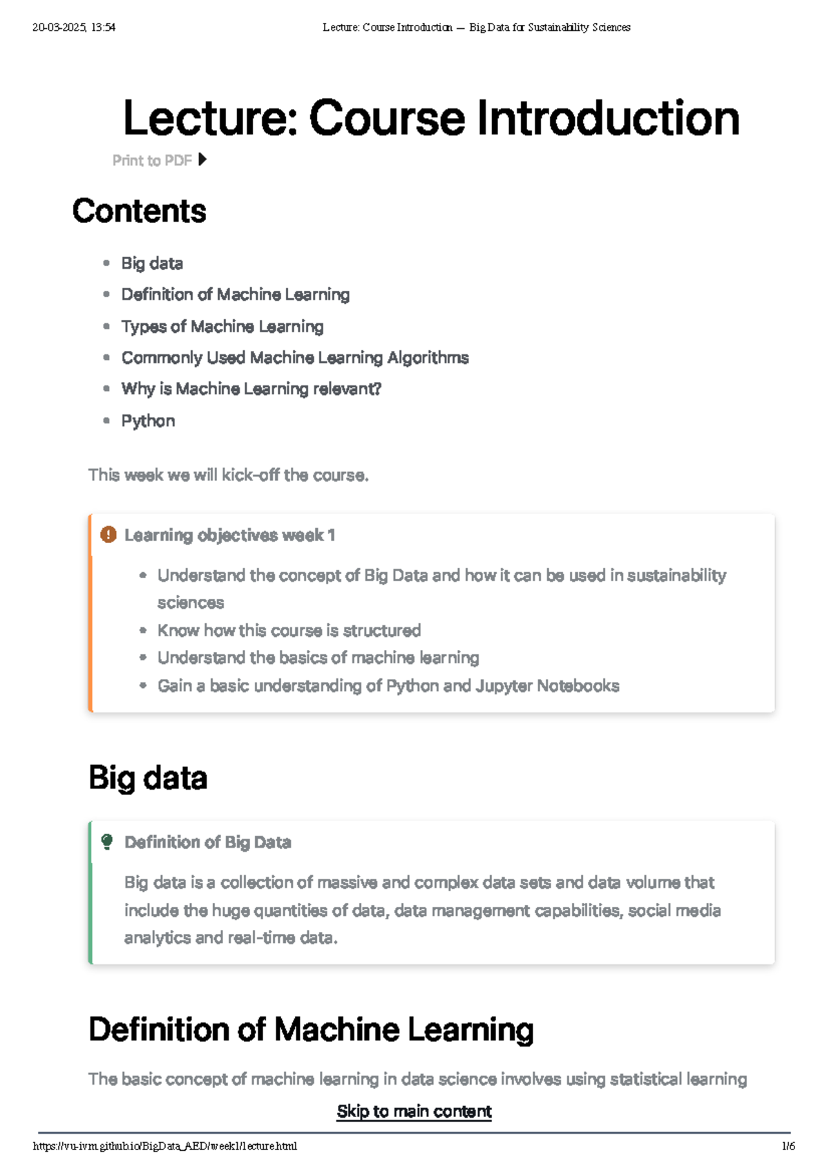 Lecture Course Introduction: Big Data & Machine Learning Fundamentals ...