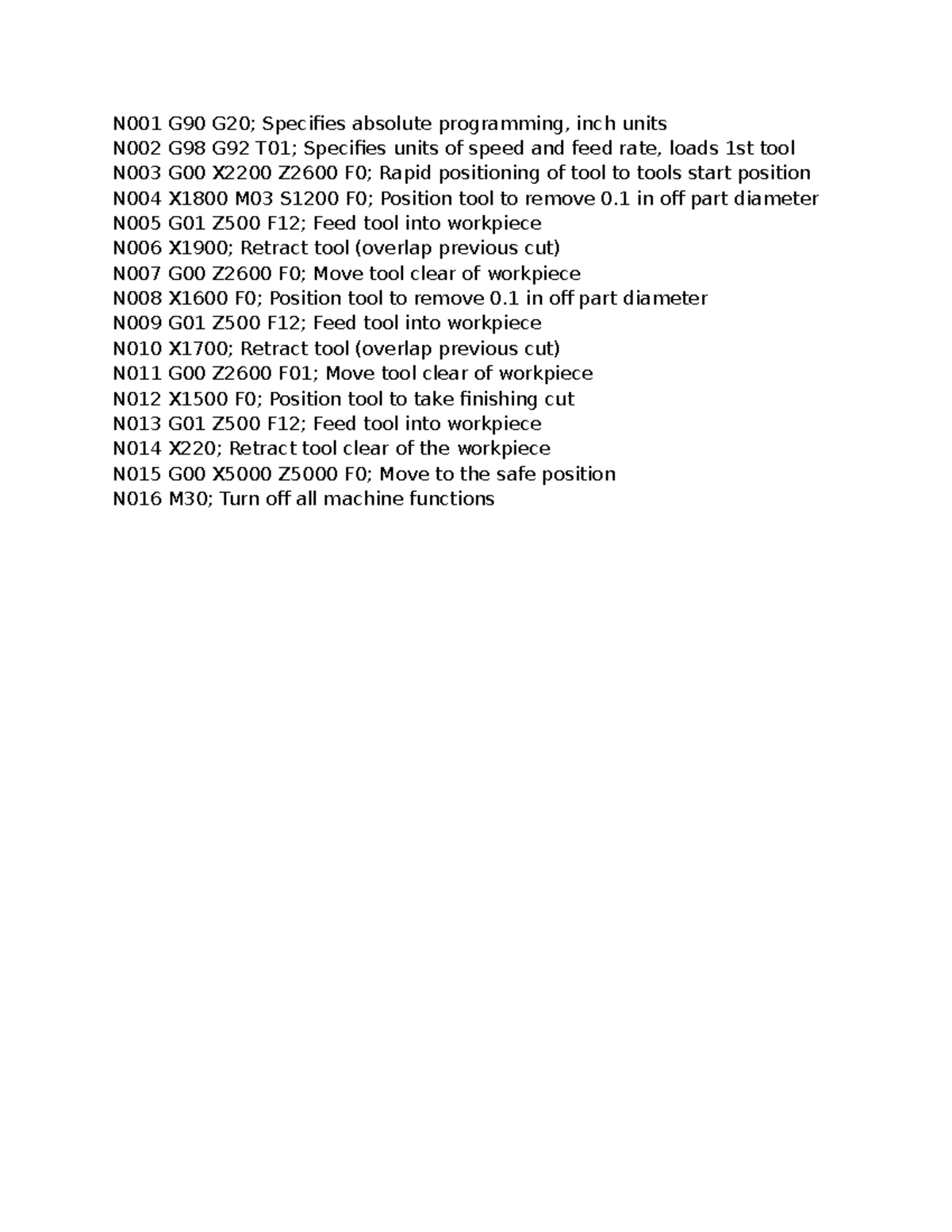 INDU411 - NC Code Instructions for Past Midterm Exam - Studocu