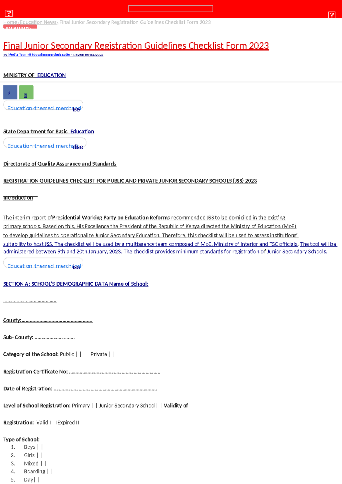 Final JSS Registration Guidelines Checklist Form 2023 - Education News ...