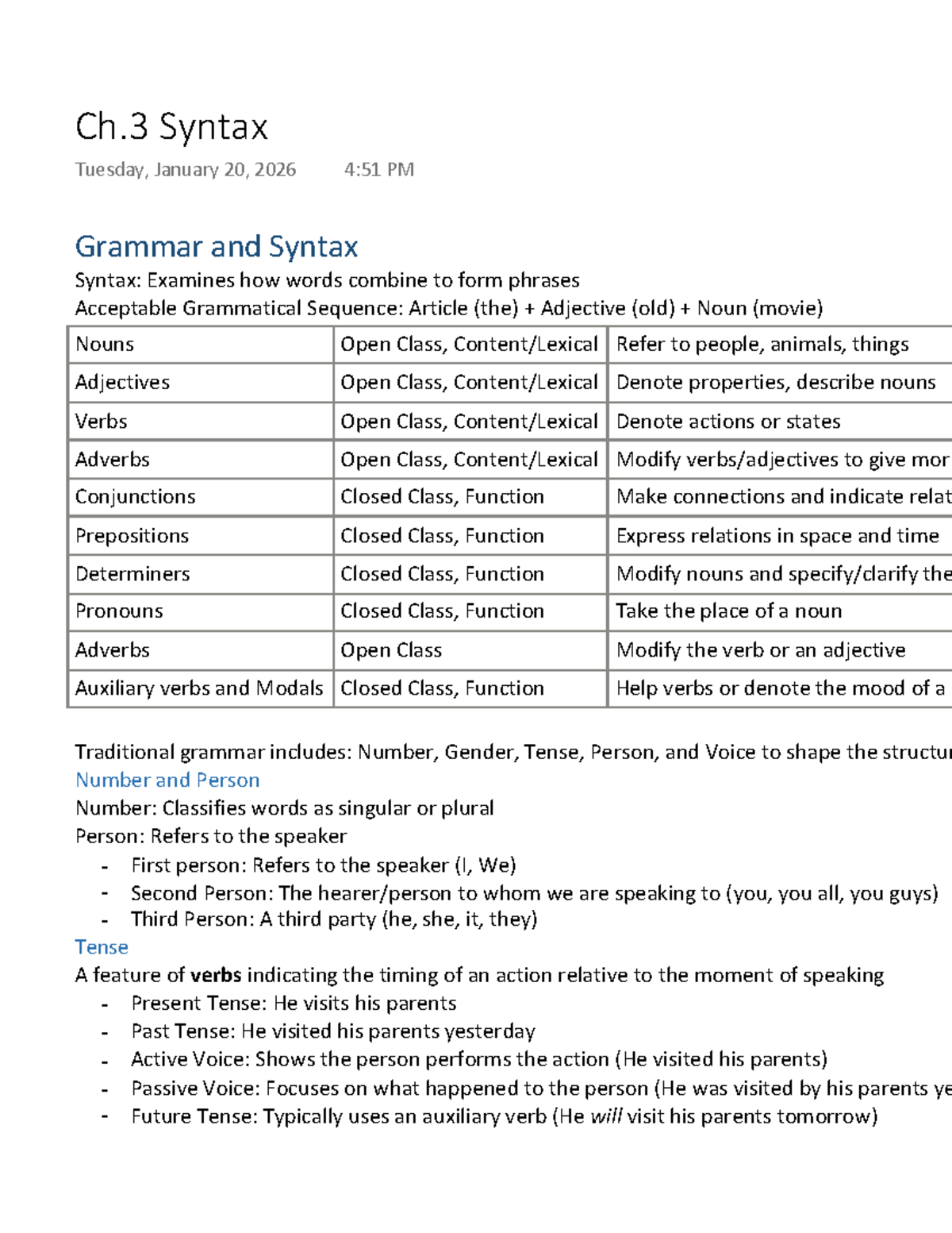 Ch.3 Syntax - Comprehensive Chapter Notes for Grammar Study - Studocu