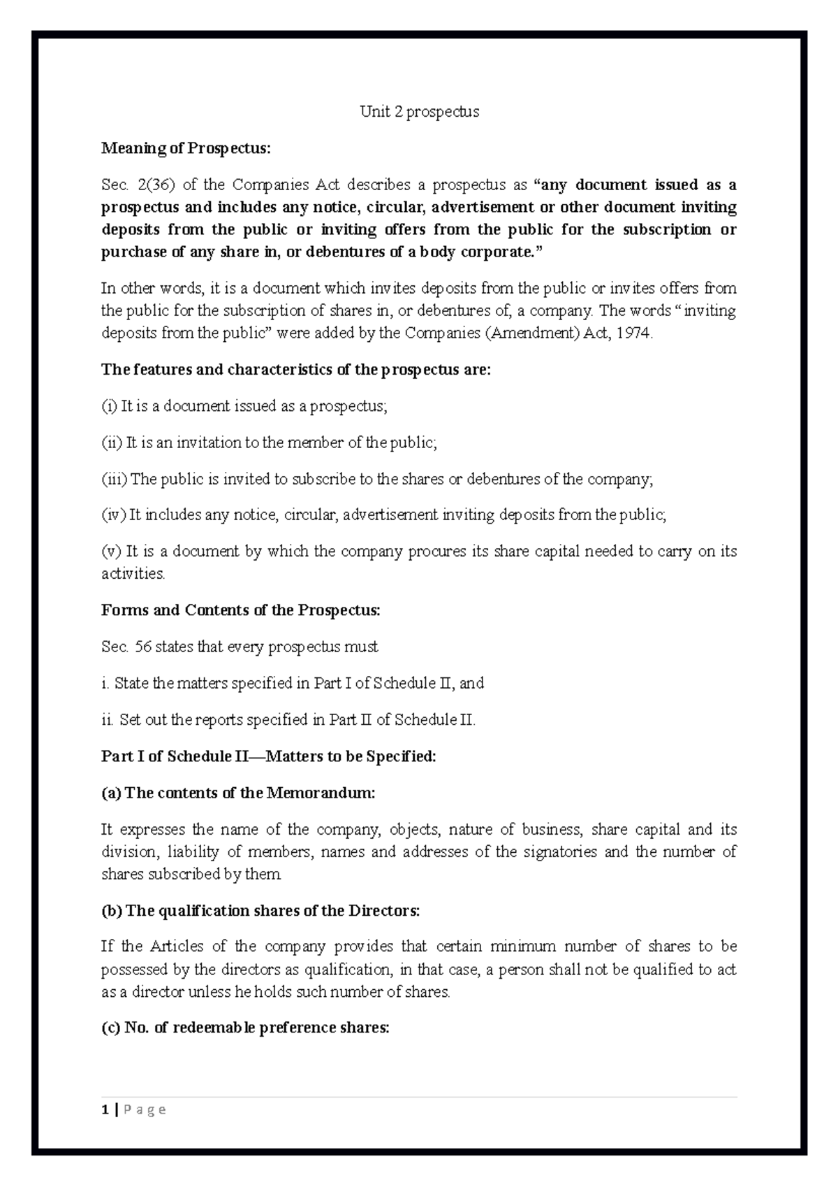 Unit 2 prospectus company law - Unit 2 prospectus Meaning of Prospectus ...