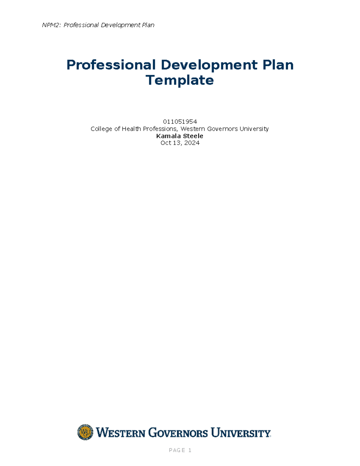 D225 Professional Development Plan revision 3 - NPM2: Professional ...