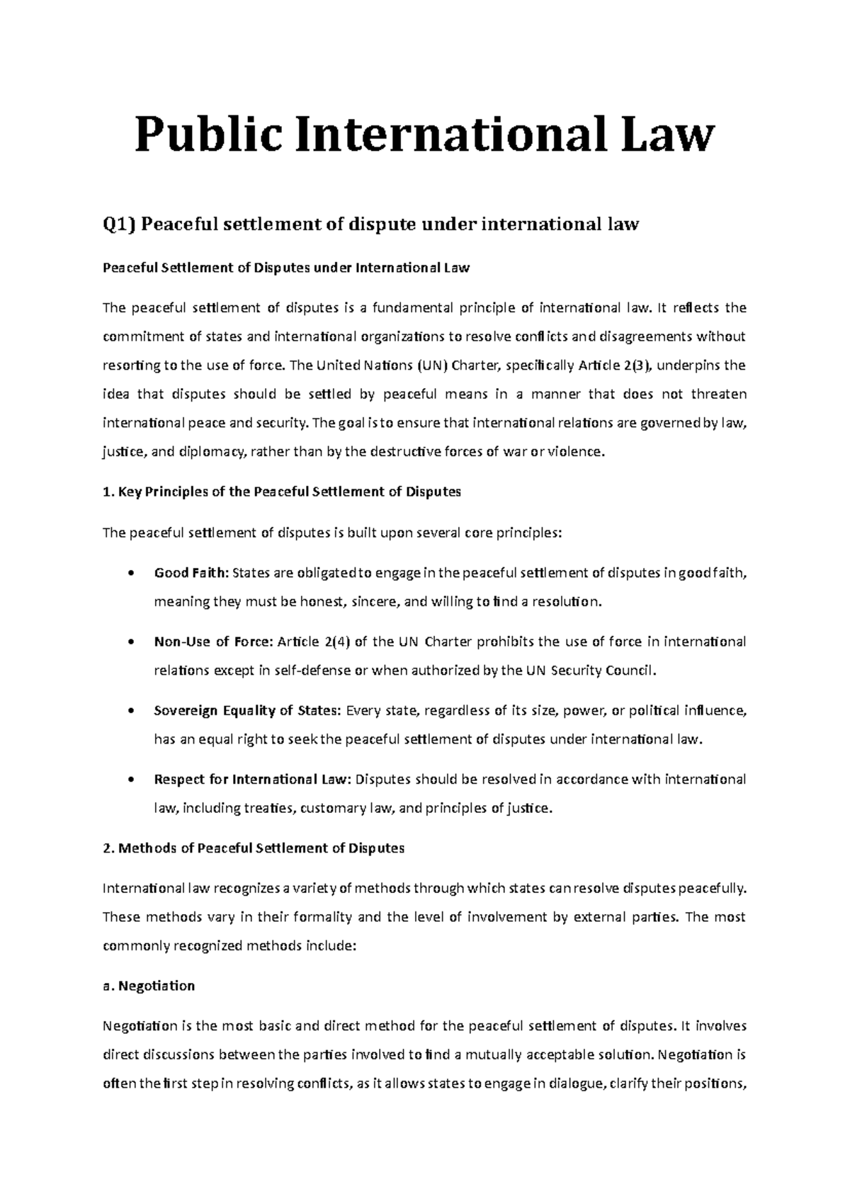 Public International Law & Human Rights: Key Q&A Notes (Rach-PIL) - Studocu