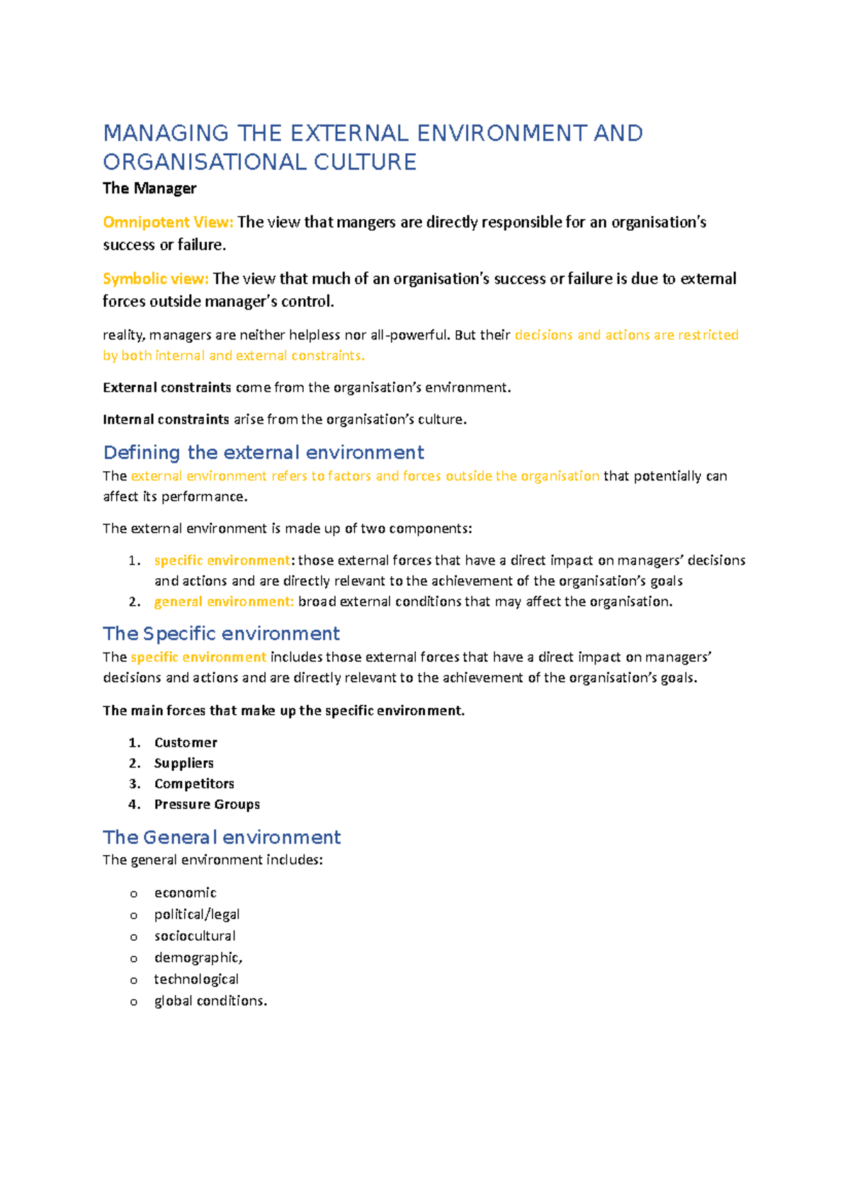 Managing External Environment & Org Culture: Key Insights for Leaders ...