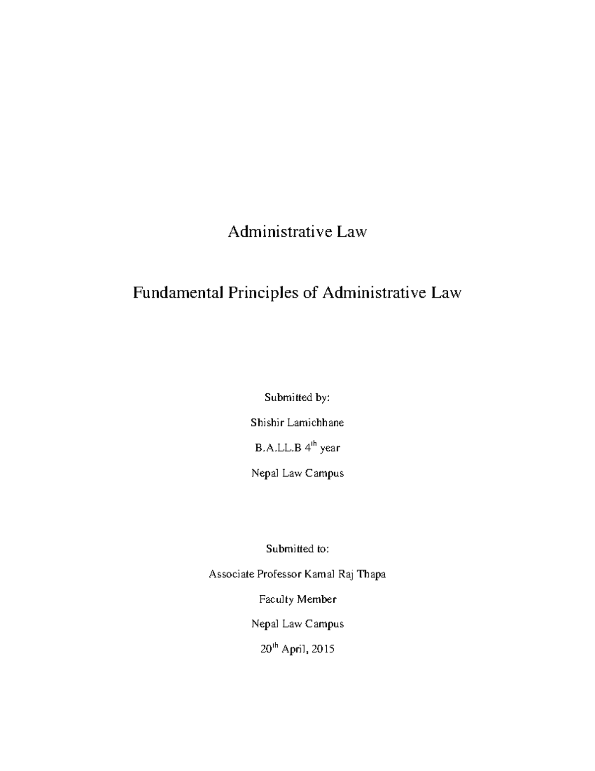 Fundamental Principles Of Administrative Law B A Ll B 4th Year Notes