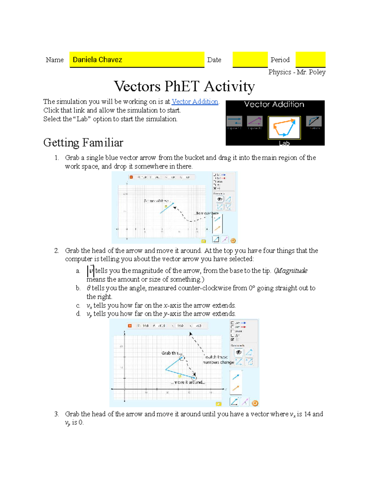 Vectors PhET Activity: Collinear & Perpendicular Analysis - Studocu
