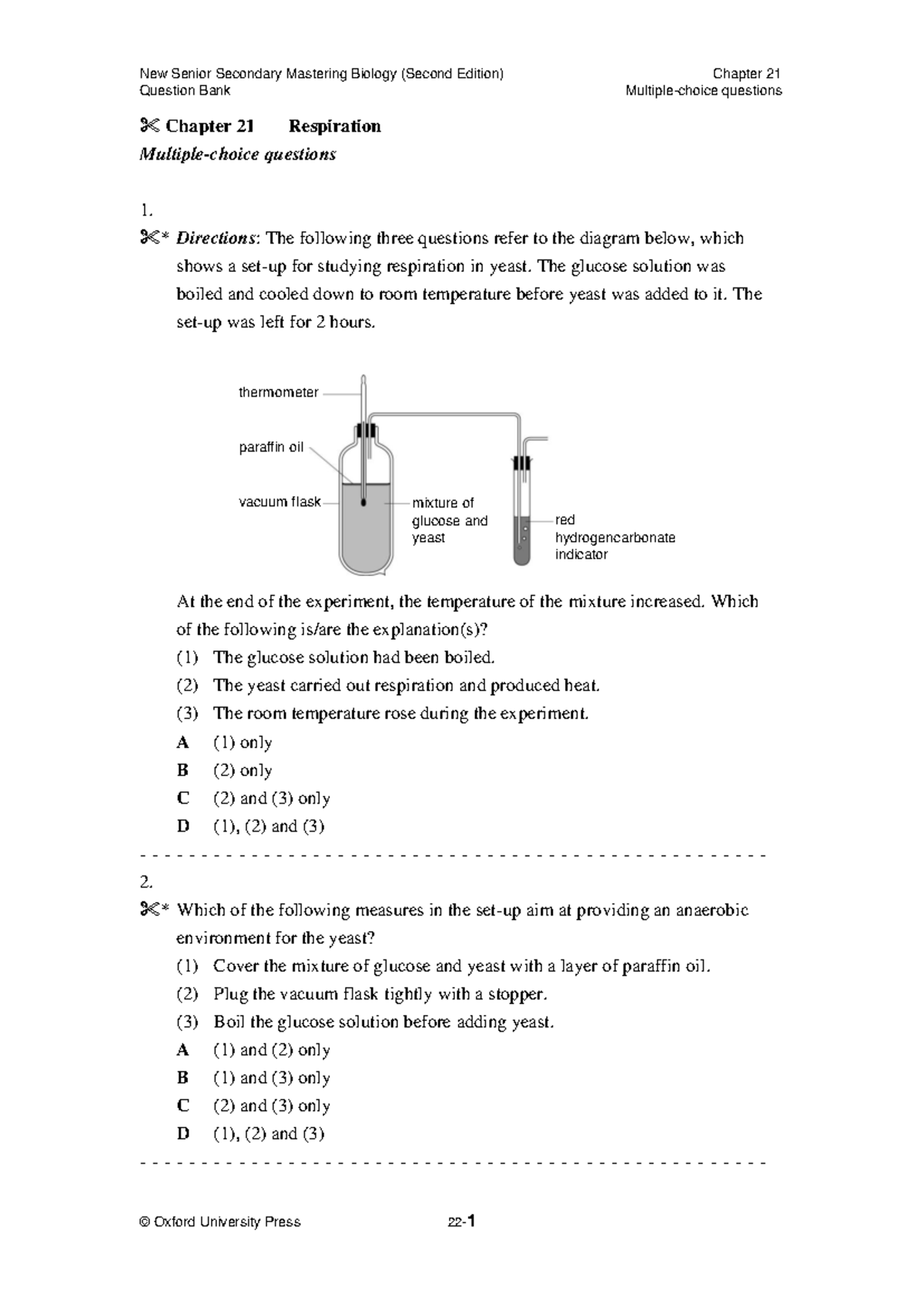 Chapter 21 Respiration Q - Question Bank Multiple-choice questions ...