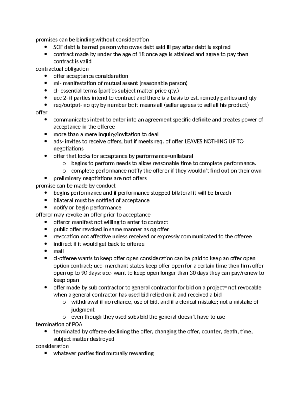 Contracts Review: Outline of Key Concepts and Principles - Studocu