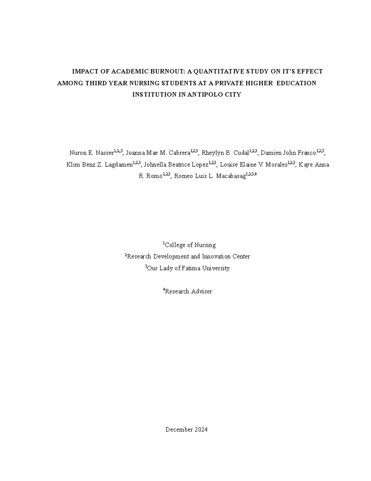 Final- Manuscript-1 - manuscript - IMPACT OF ACADEMIC BURNOUT: A ...