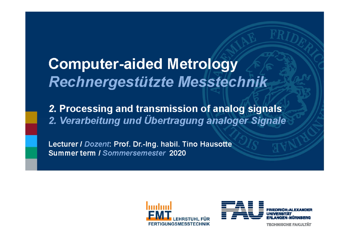 RMT 02 Summer 2020: Processing and Transmission of Analog Signals - Studocu