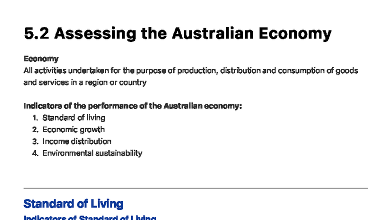 5.2 Assessing the Australian Economy: Key Indicators and Insights - Studocu