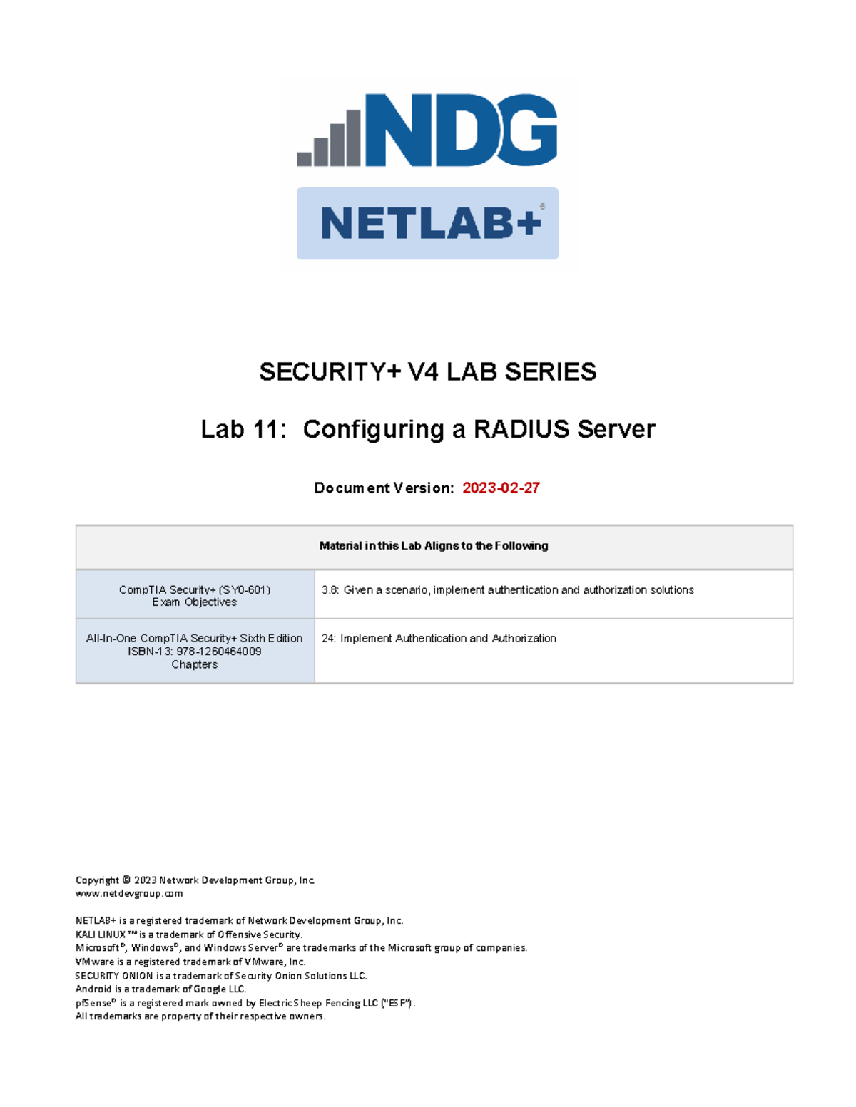 CompTIA Security+ (SY0-601) Lab 11: Configuring a RADIUS Server - Studocu