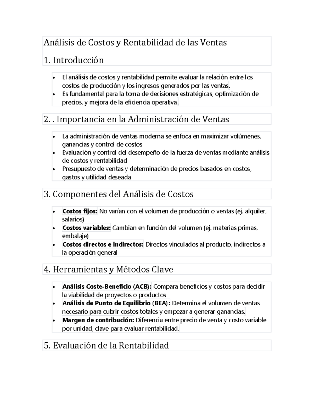 Análisis de Costos y Rentabilidad en Ventas: Estrategias Clave - Studocu