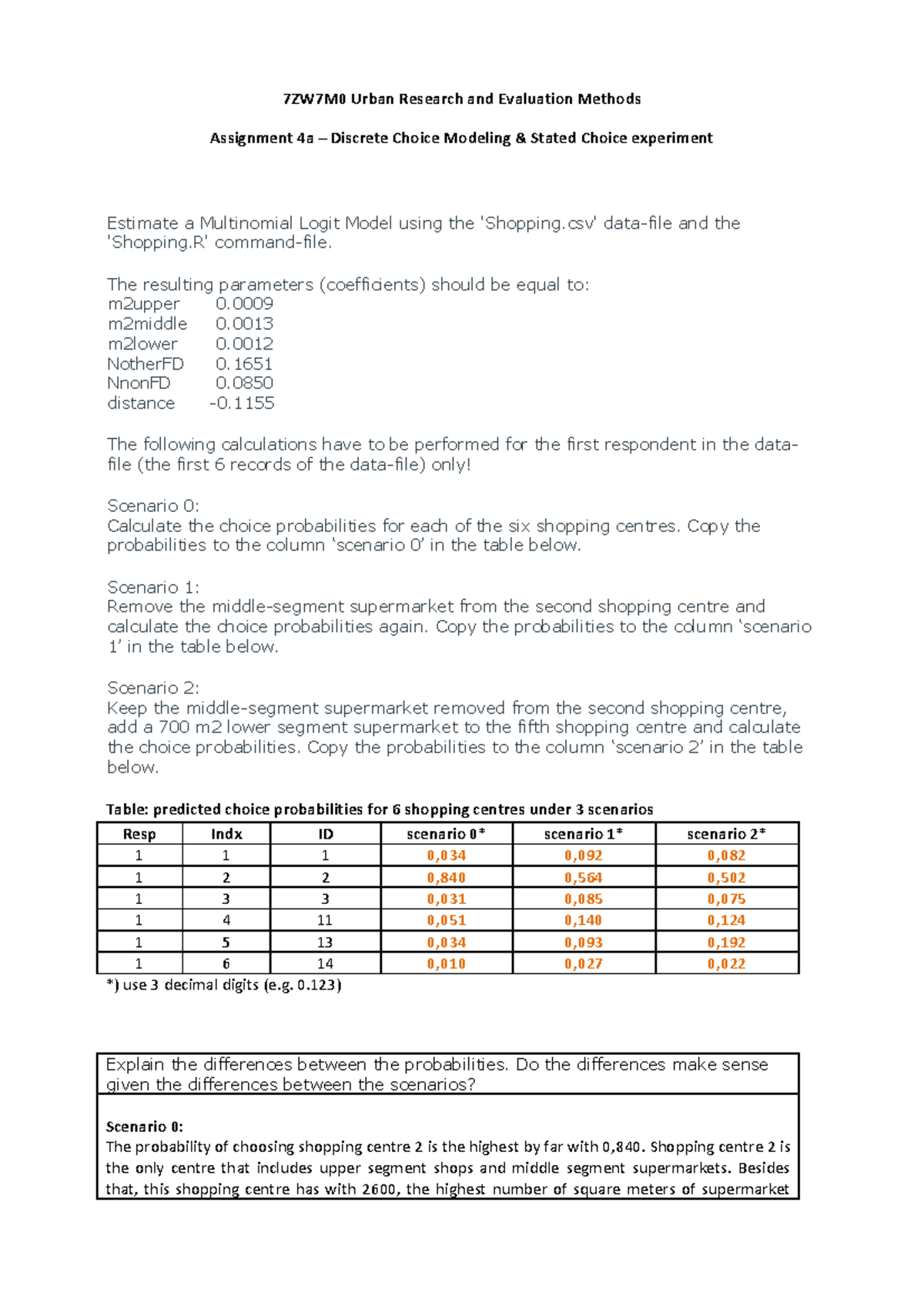 Urban Research 7ZW7M0 Assignment 4a: Discrete Choice Modeling Analysis ...