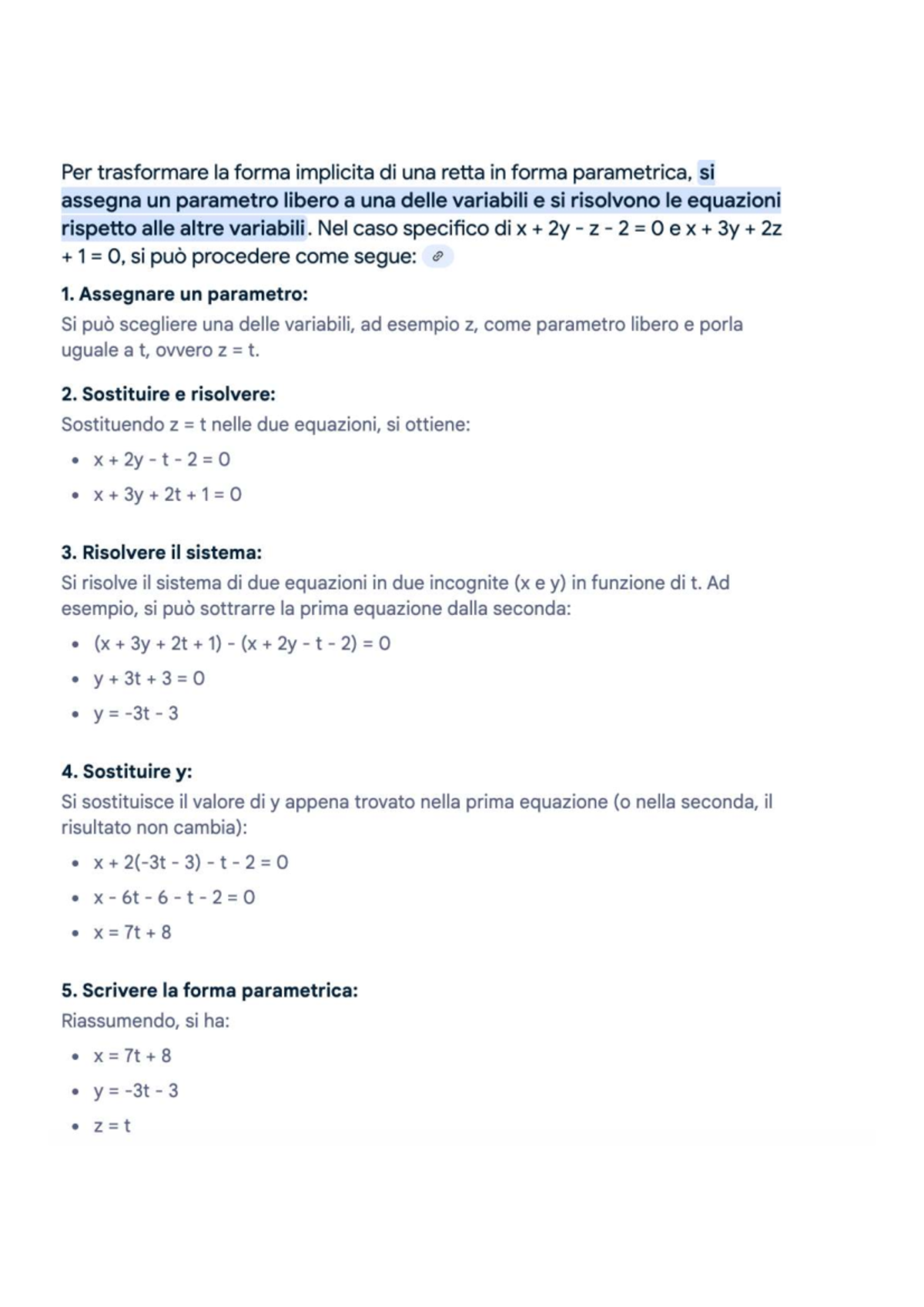 Geometria - Lezione 30.1: Trasformazione in Forma Parametrica - Studocu