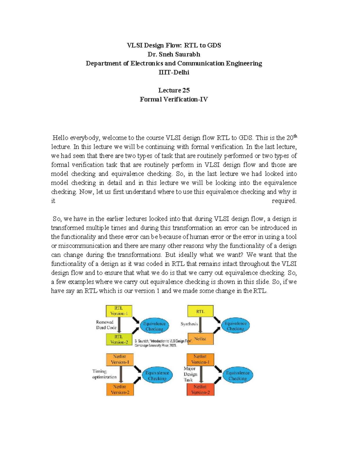 VLSI Design Flow: Lecture 25 - Formal Verification IV (ECE) - Studocu