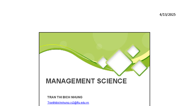 MANAGEMENT SCIENCE: Chapter 3 - Business Analysis Model - Studocu