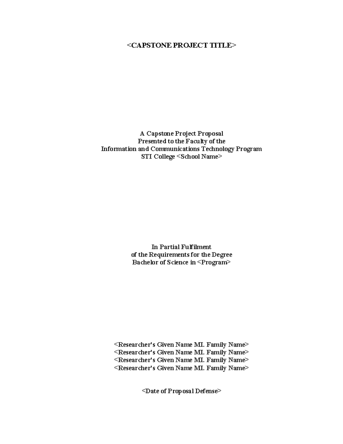 Capstone Project Proposal Template for IT Program (FT-CRD-190-00) - Studocu
