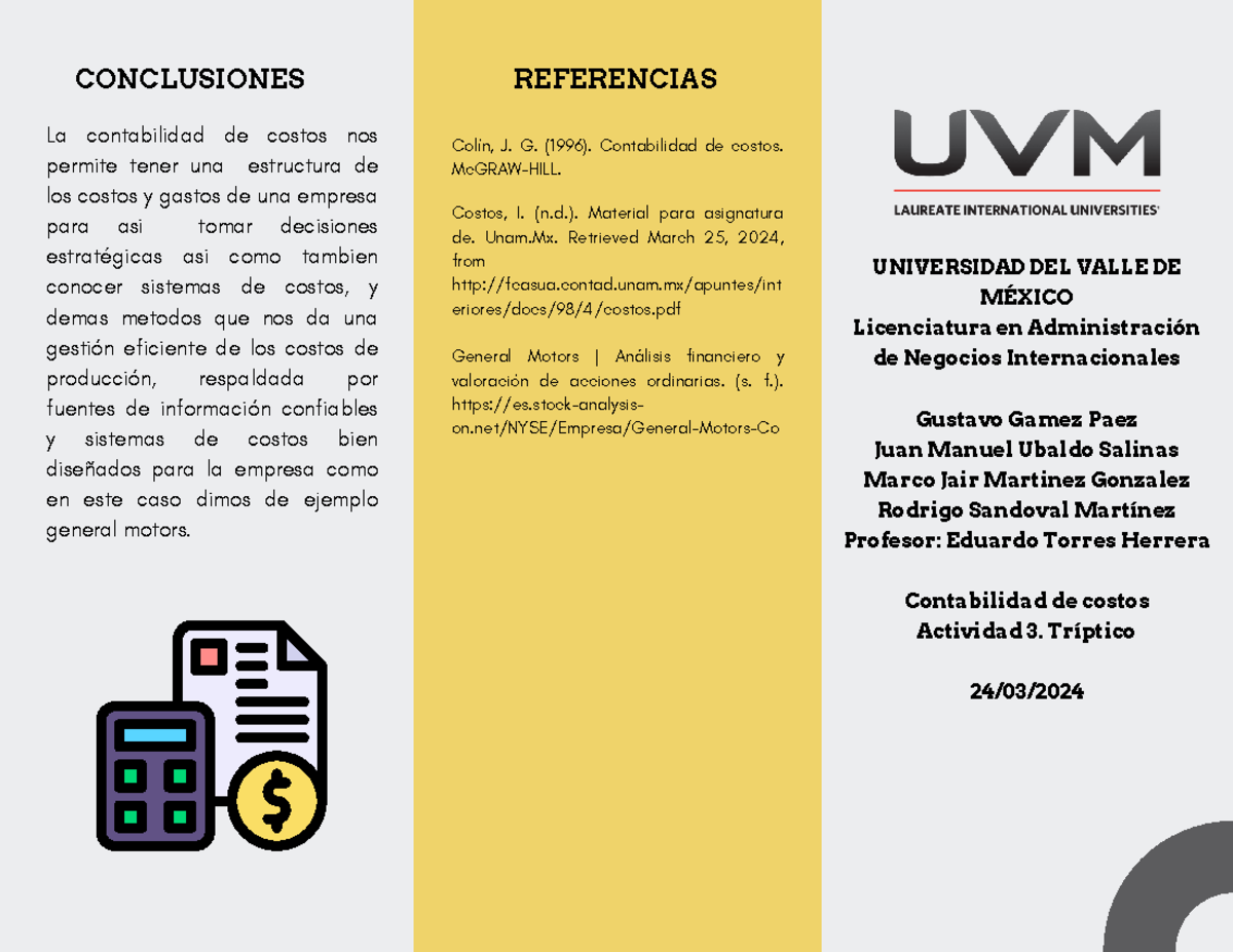 A3 MJMG - Actividad 3. Triptico. Contabilidad de costos - REFERENCIAS ...