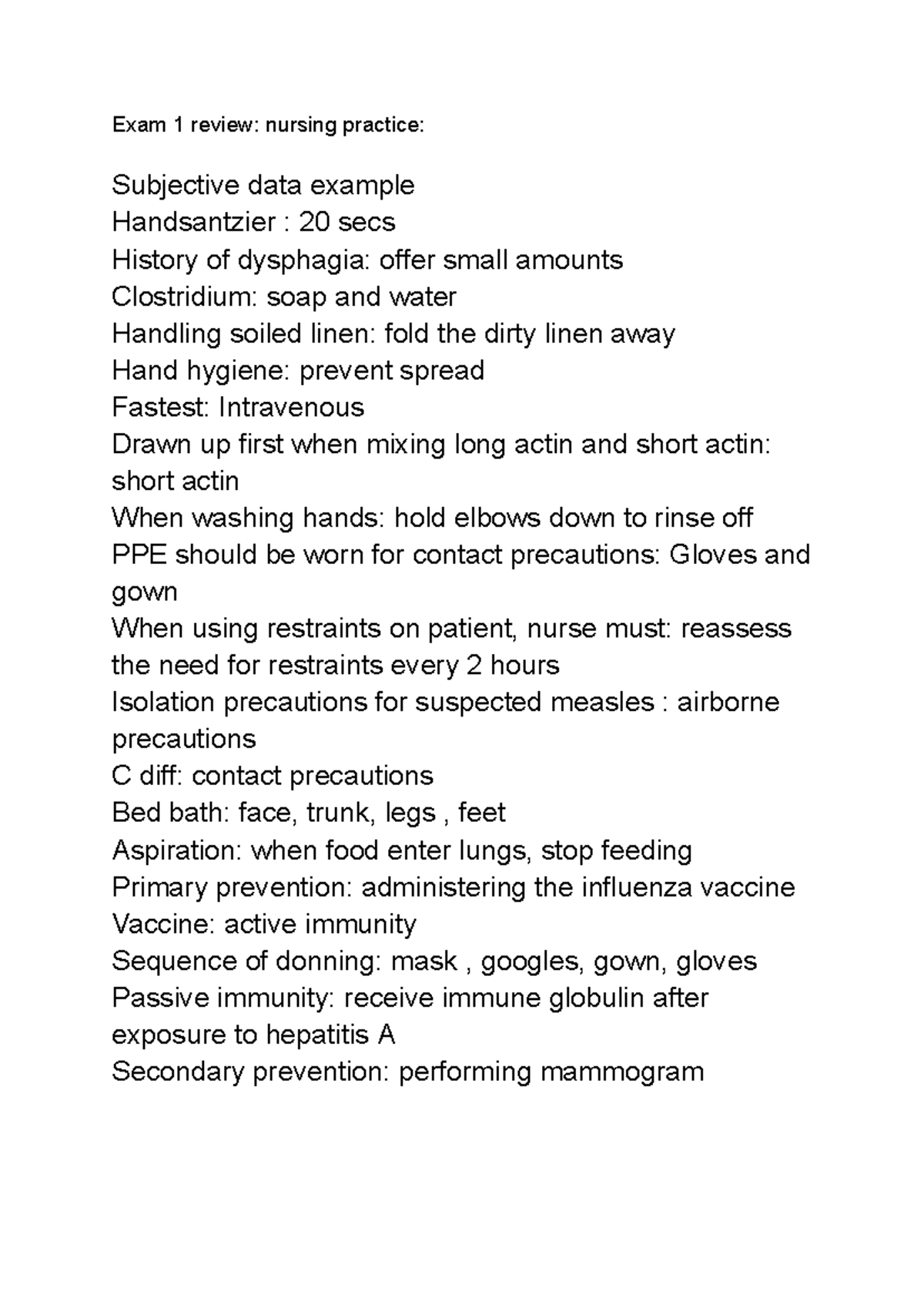 Nursing Practice Exam 1 Review: Key Concepts and Guidelines - Studocu
