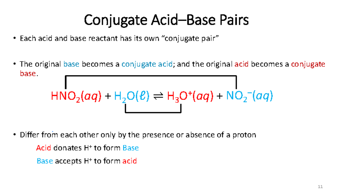 Lecture 17: Conjugate Pairs and Acid-Base Reactions (Module 4) - Studocu