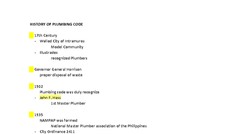 National Plumbing Code: Historical Overview and Key Principles - Studocu