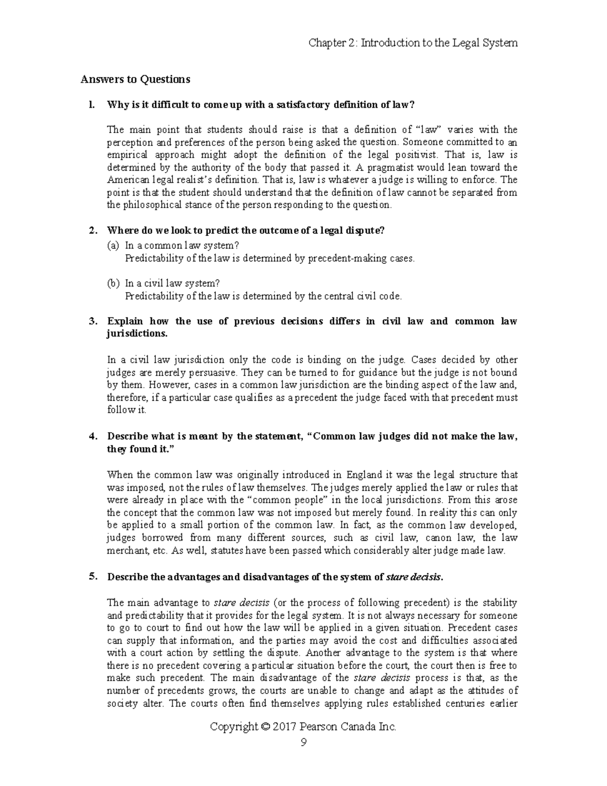 Homework Questions & Answers: Legal System Overview (Chapter 2) - Studocu