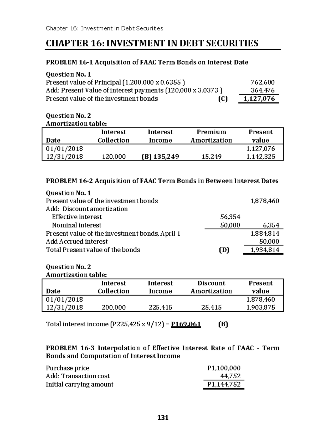 Chapter 16: Investment in Debt Securities - Detailed Analysis and ...