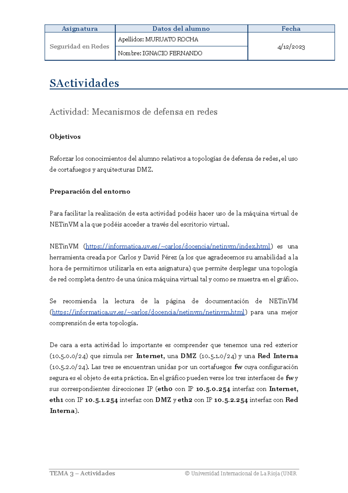 Actividades de Seguridad en Redes: Mecanismos de Defensa (SEG101) - Studocu