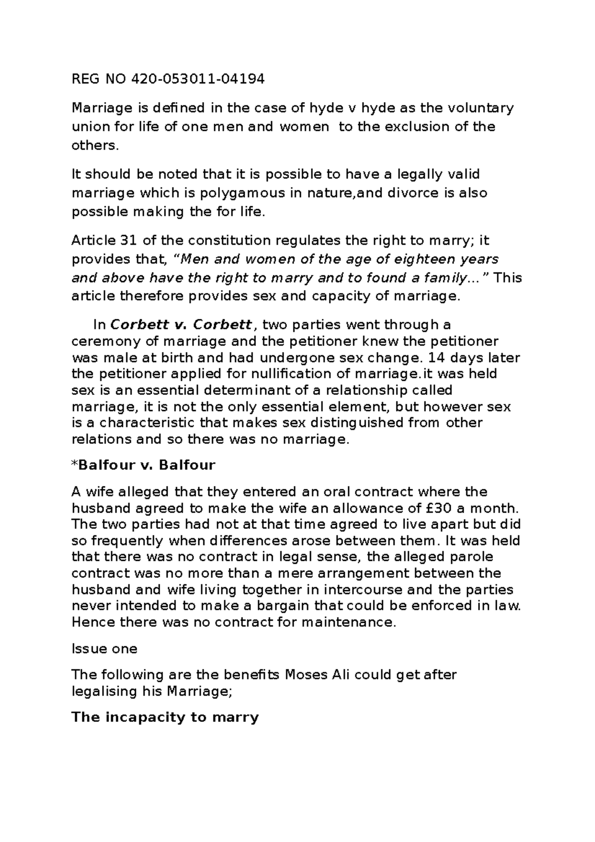 420-053011-04194 - Legal Analysis of Marriage and Cohabitation Issues ...