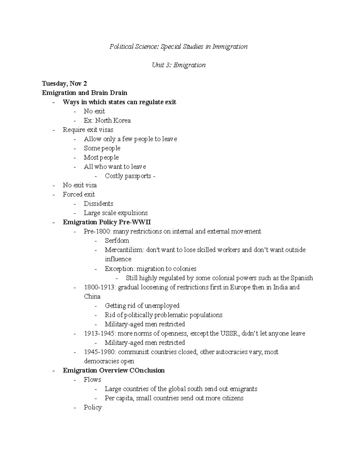 PS139 Unit 3 Starting Week 6 - Political Science: Special Studies in ...